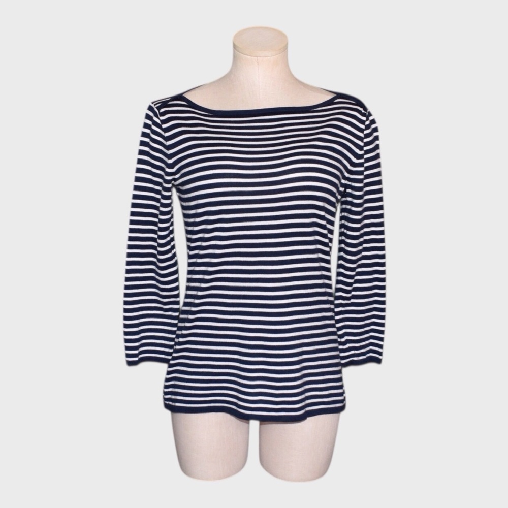 Vineyard‎ Vines Cotton Stripe Boatneck Long Sleeve Top